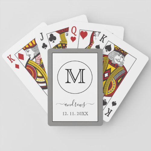 Gray Gold Personalized Monogram and Name Playing C Poker Cards
