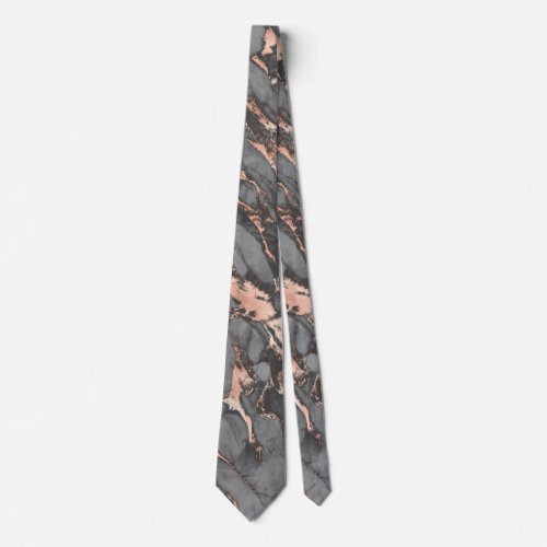 Gray gold rose marble modern design neck tie