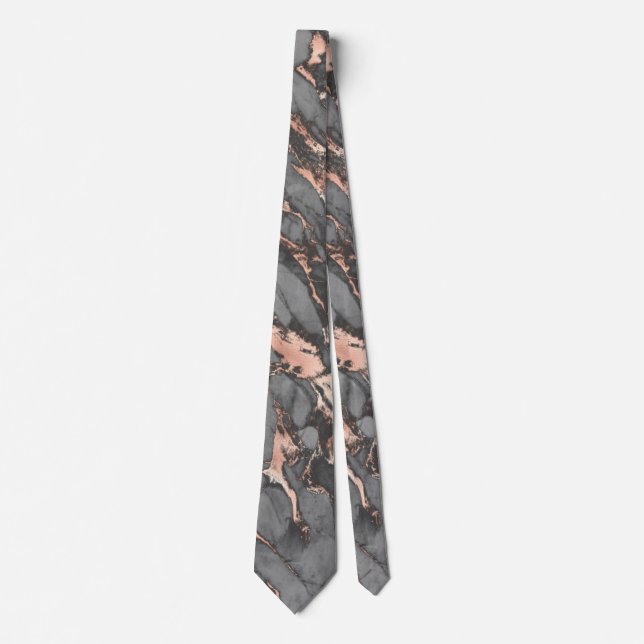 Gray gold rose marble modern design neck tie (Front)