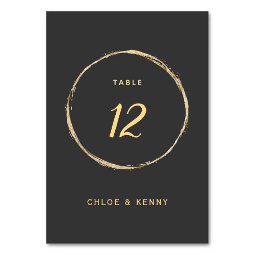Gray  Gold Rustic Gold Circle Frame Wedding Table Number