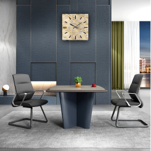 Gray Gold Sepia Animal Tiger Black Abstract Square Wall Clock