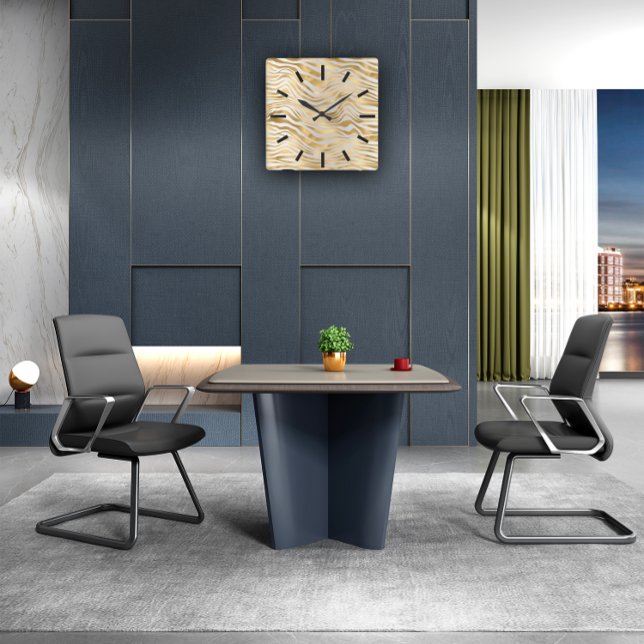 Gray Gold Sepia Animal Tiger Black Abstract Square Wall Clock (Gray Gold Sepia Animal Tiger Black Abstract Square Wall Clock)