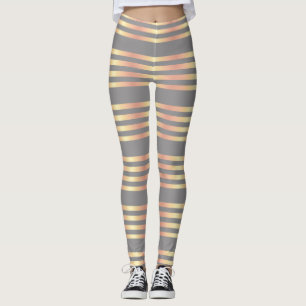 Gray & gold striped leggings - yoga pants