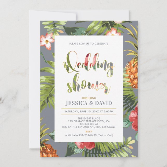 Gray & Gold | Summer Wedding Shower Invitation (Front)