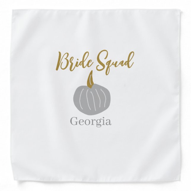 Gray golden pumpkin fall bride squad modern  bandana (Front)