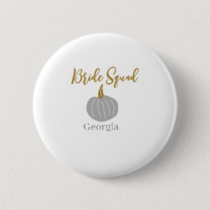 Gray golden pumpkin fall bride squad modern button
