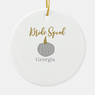 Gray golden pumpkin fall bride squad modern  ceramic ornament