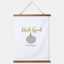Gray golden pumpkin fall bride squad modern