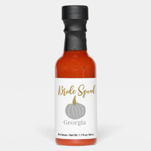 Gray golden pumpkin fall bride squad modern hot sauces