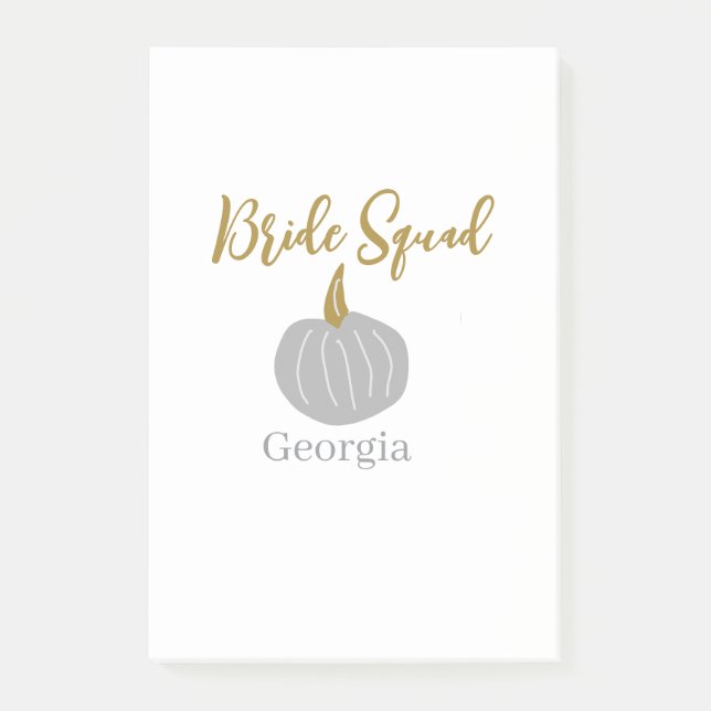 Gray golden pumpkin fall bride squad modern  post-it notes (Front)