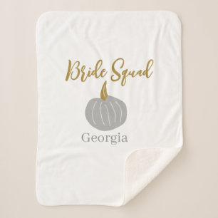 Gray golden pumpkin fall bride squad modern  sherpa blanket