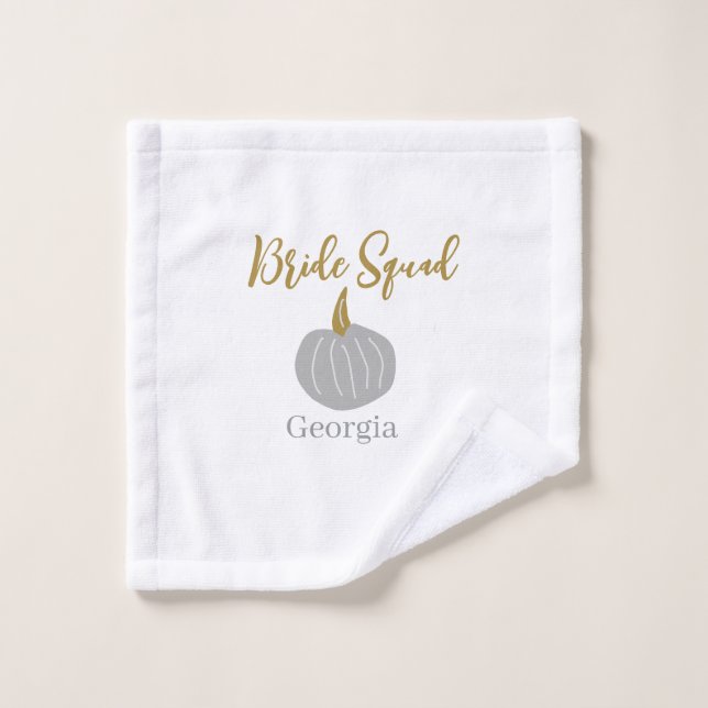 Gray golden pumpkin fall bride squad modern  wash cloth (Wash Cloth)