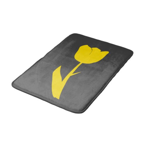 Gray Golden Yellow Tulip Dark Grey Big Floral Cute Bath Mat