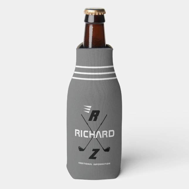 gray golf personalized canbottle cooler  (Bottle Front)