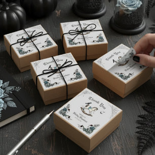 Gray Gothic Baby Shower Rocking Horse Thank You Square Sticker