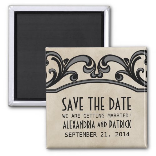 Gray Gothic Swirls Save the Date Magnet