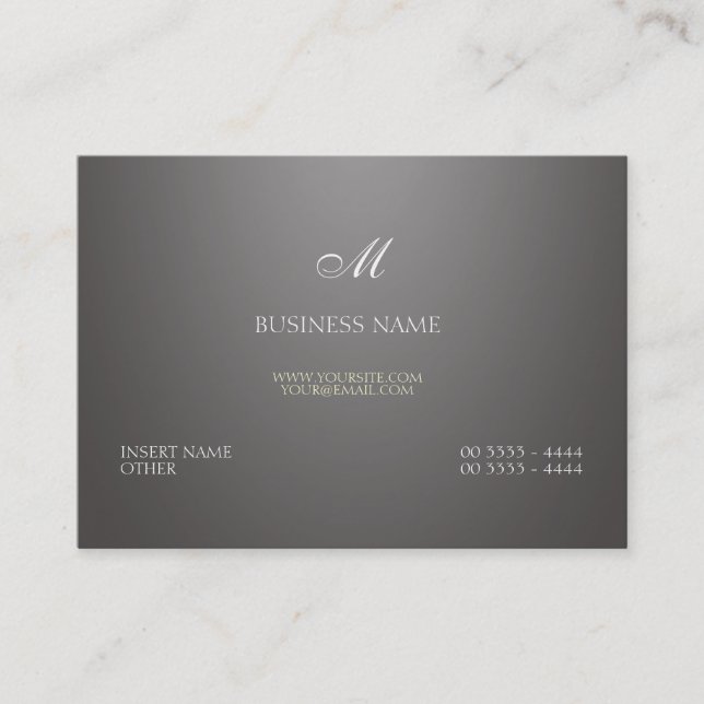 Gray Gradient and Monogram Business Card (Front)