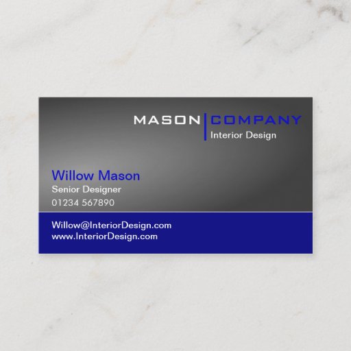 Customizable Gray Gradient &amp; Dark Blue Corporate Business Card