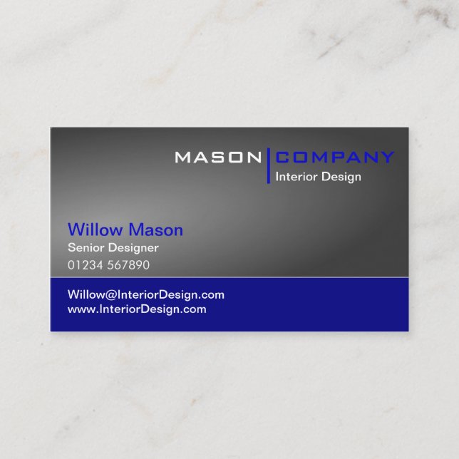 Gray Gradient & Dark Blue Corporate Business Card (Front)