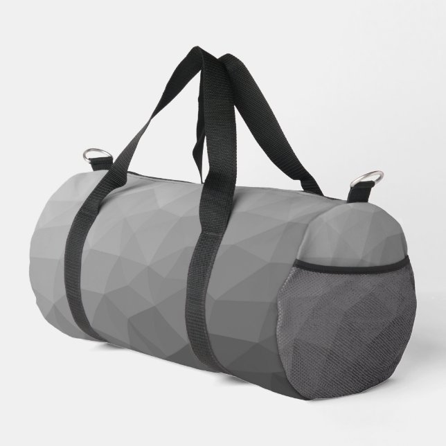 Gray gradient geometric mesh pattern duffle bag (Right Corner)
