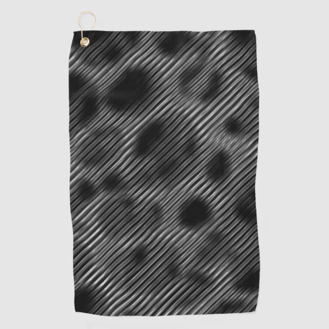 Gray gradient narrow stripes over dazzled holes golf towel (Front)