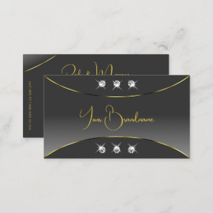 Gray Gradient with Gold Decor Sparkling Jewels Business Card