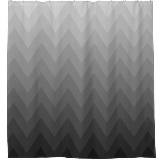 Gray Gradients Chevrons Pattern Shower Curtain (Front)