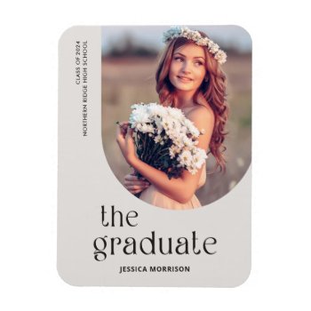 Gray Graduate Simple Type Photo Grad Announcement Magnet by dulceevents at Zazzle