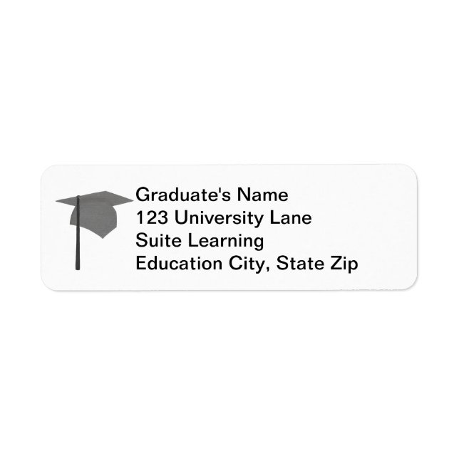 Gray Graduation Cap, Black Tassel Address Labels (Front)