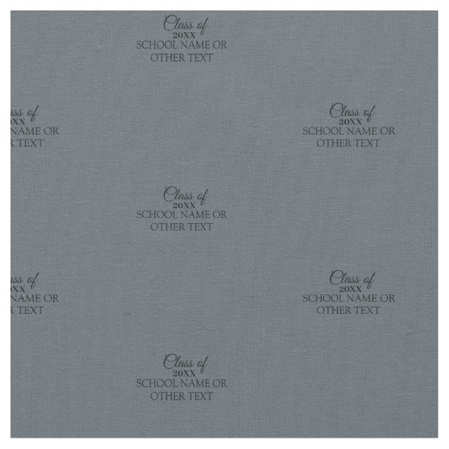 Gray Graduation Class of Custom Year and Text Fabric (Close Up)