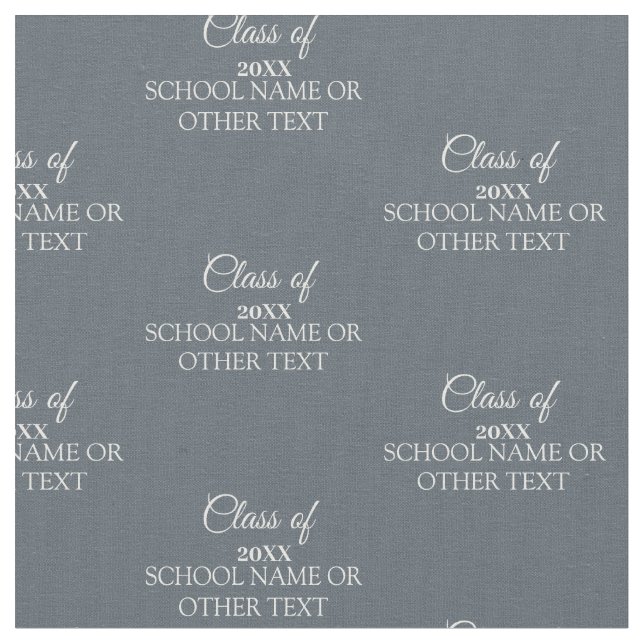 Gray Graduation Class of Custom Year and Text Fabric (Close Up)