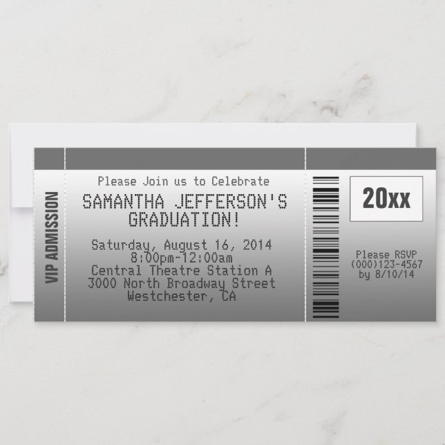 Gray Graduation Party Ticket Invitation (Front)
