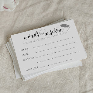 Gray Graduation Words of Wisdom Advice Graduate Card