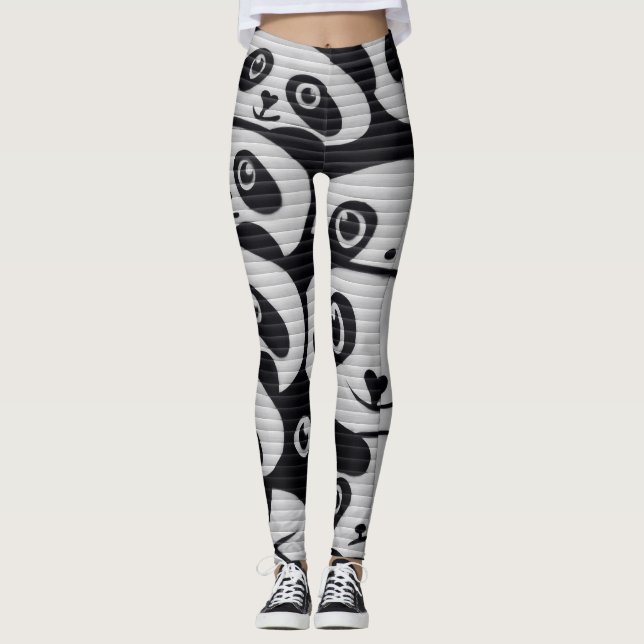 Gray Graffiti Panda legging (Front)