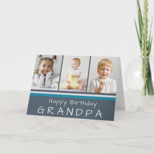Gray Grandpa Photo Collage Happy Birthday