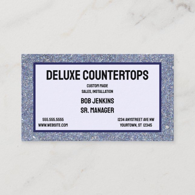 Gray Granite Background Frame Countertops Design Business Card (Front)