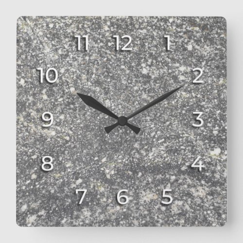 Gray granite interspersed with white elements square wall clock