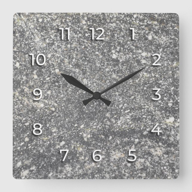 Gray granite interspersed with white elements. square wall clock (Front)