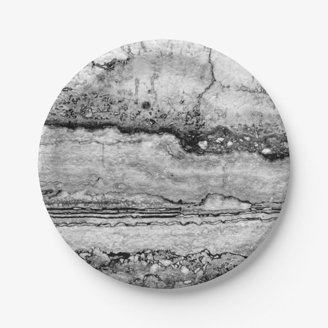Gray Granite marble | abstract stone pattern   Paper Plates (Front)