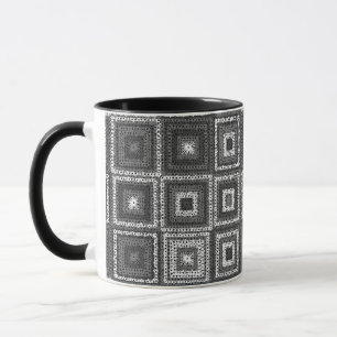 Gray Granny Squares Pattern Mug