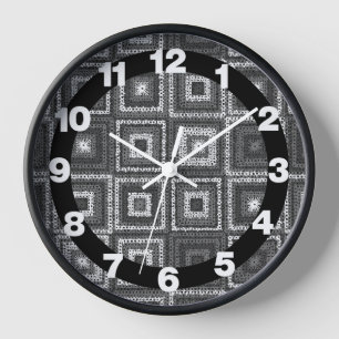 Gray Granny Squares Pattern Wall Clock