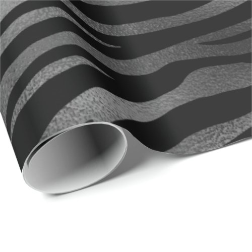 Gray Graphite Grey Black Metal Tiger Animal Skin Wrapping Paper