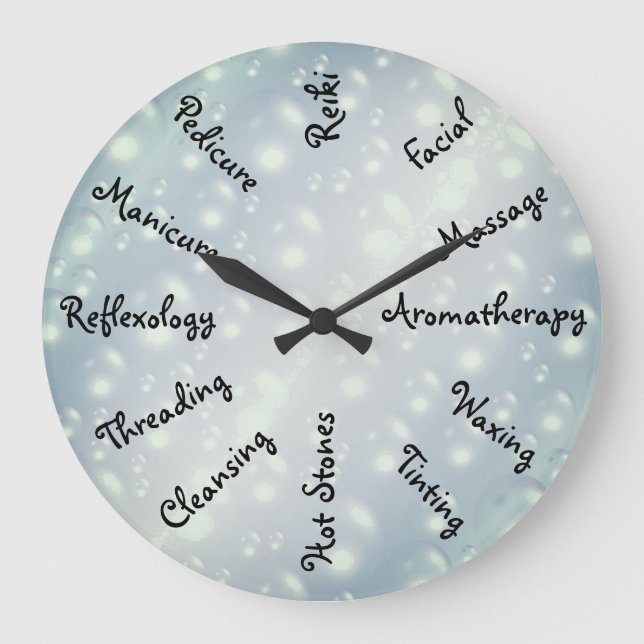 Gray / Gray Bubbles Beauty Therapy design Large Clock (Front)