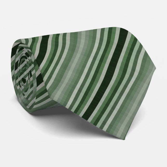 Gray Gray Green Stripes Neck Tie (Rolled)