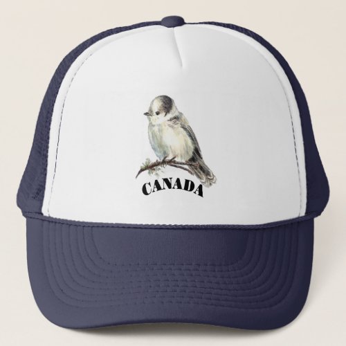 Gray Gray Jay Bird Canadas National Birder  Trucker Hat