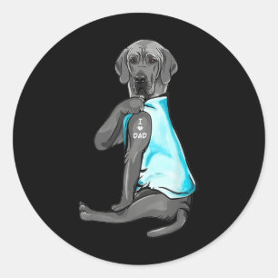 Gray Great Dane Tattoos I Love Dad Sitting Gift Fa Classic Round Sticker
