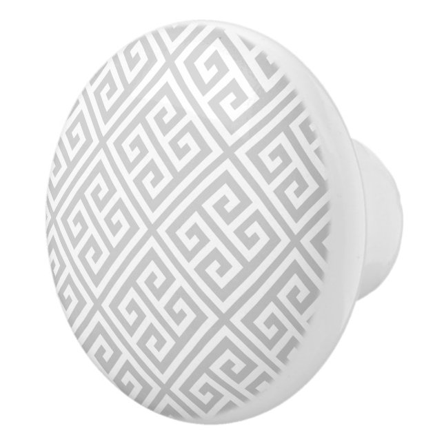 Gray Greek Key Ceramic Knob (Right)