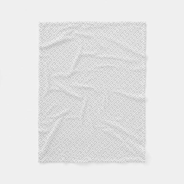 Gray Greek Key Pattern Fleece Blanket (Front)
