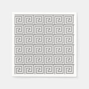 Gray Greek Key Pattern Napkins
