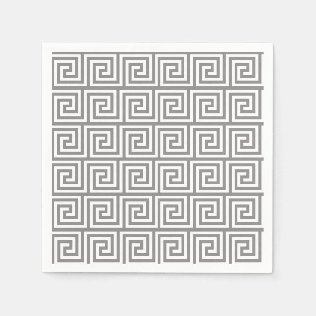 Gray Greek Key Pattern Napkins (Front)